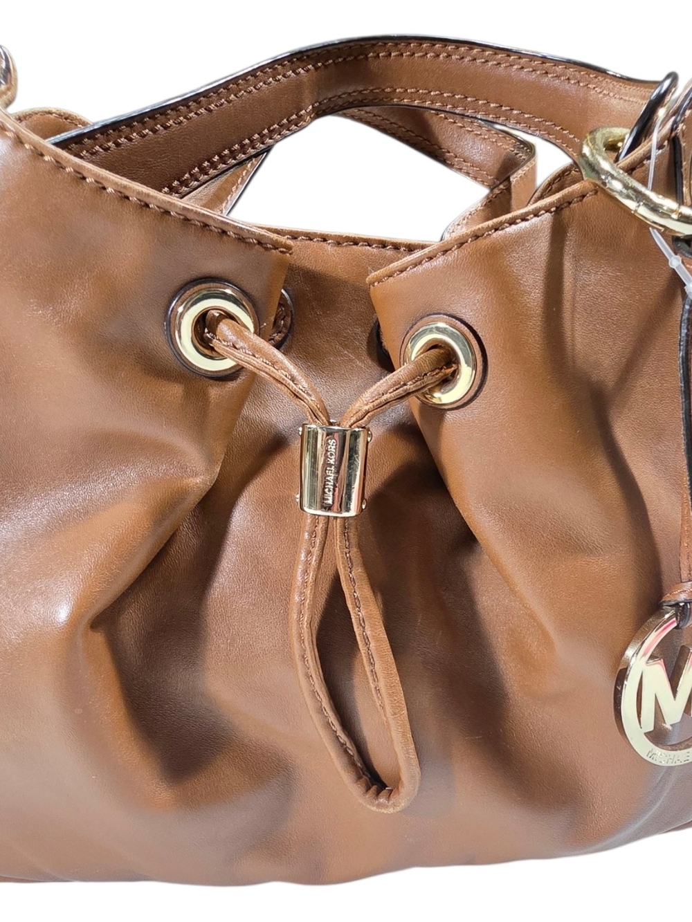 Michael Kors Tan Leather Drawstring Shoulder Bag - Picture 8 of 11